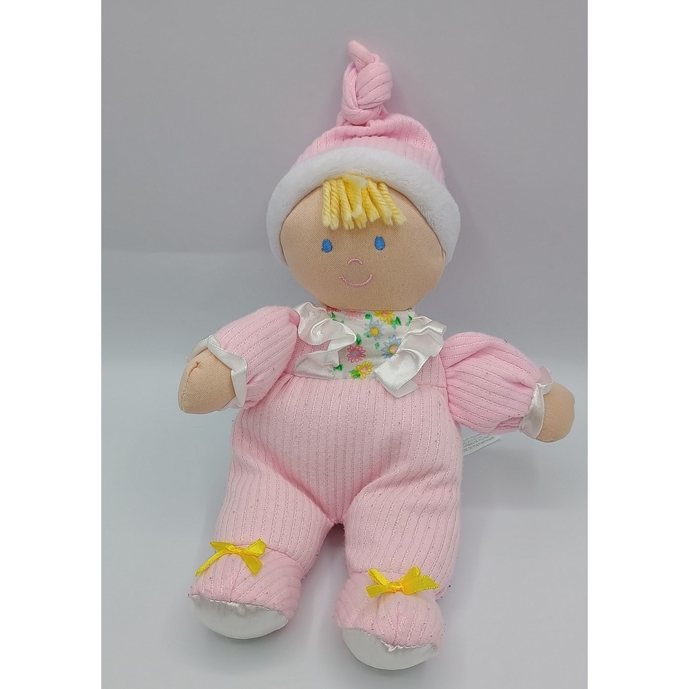 11" 2015 KIDS PREFERRED M First Doll Pink Flowers Satin Feet Yellow Hair Bow 1